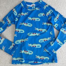 Hanna Andersson Rash Guard Kids 8 Blue Crocodile Print Long Sleeve Swim Top