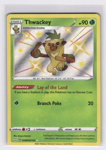 Thwackey SV005/SV122 - Shiny Rare Shining Fates Shiny Vault Pokemon NM