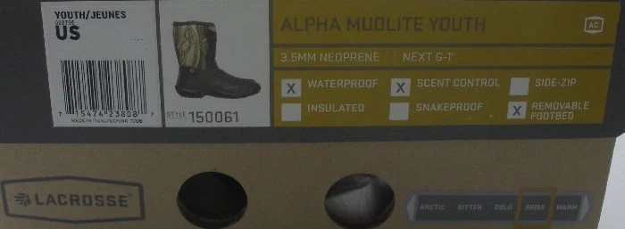 Lacrosse 150061M-1 Youth Alpha Mudlite 9" Boot Size 1 - Image 4 of 4