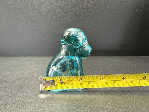 Statuina cane cane cane cane in vetro vintage Degenhart blu fumè #33 1976 BAGLIORI - Foto 9 di 11