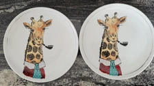 The Cellar Macy's Exclusive Cheeky GIRAFFE Pipe Smoker Salad Plate Porcelain 9"