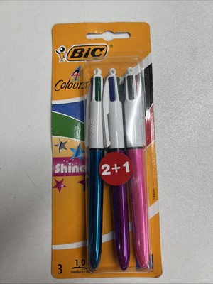BIC 4 Farben Glanz Stifte, Mehrfarbiger Stift, Einziehbar 1 Stück (3er Pack) 