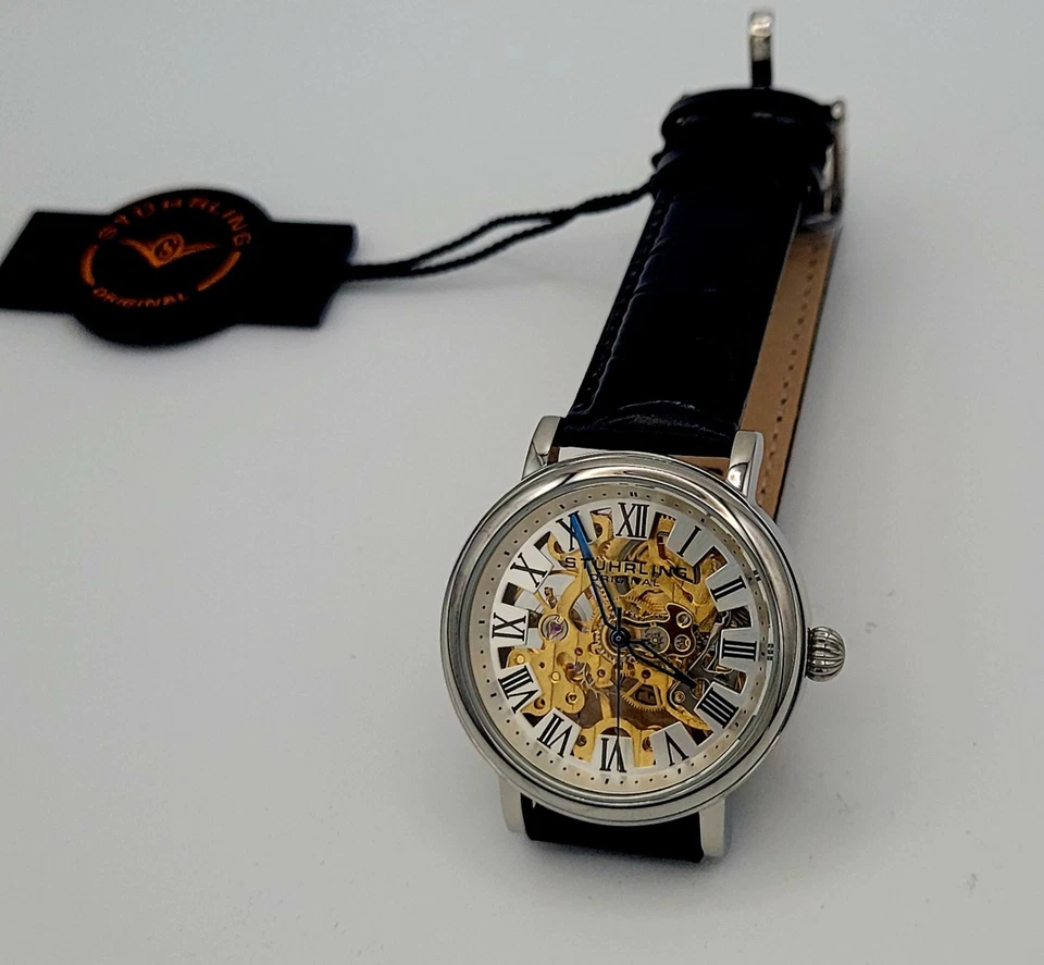 Stuhrling ST93202 Mans Mechanical Watch 17Jewels Skeleton Exhibition Ca 38mm New - Image 4 of 4