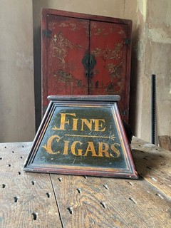 19th c antique counter top shop tobacco sign plinth fine cigars curio folk art