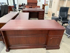 66x102Traditional L Shape Desk w/drop down return by Paoli in Cherry wood finish
