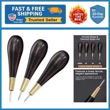 Handmade Diamond Awl Set for Leather Crafts - S, M, L Sizes with Ergonomic Grip