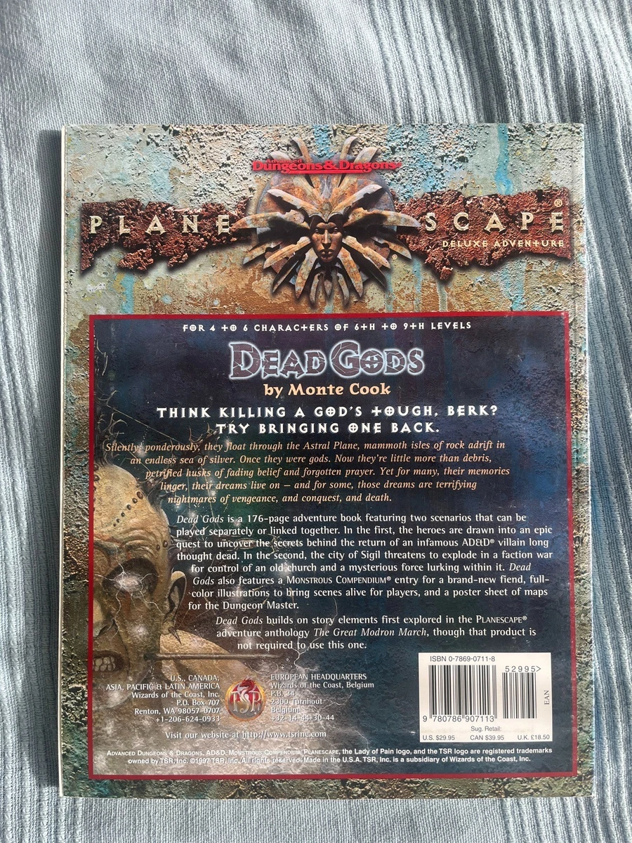 AD&D Planescape Dead Gods TSR 2631 Monte Cook 1997 Deluxe Adventure + Poster