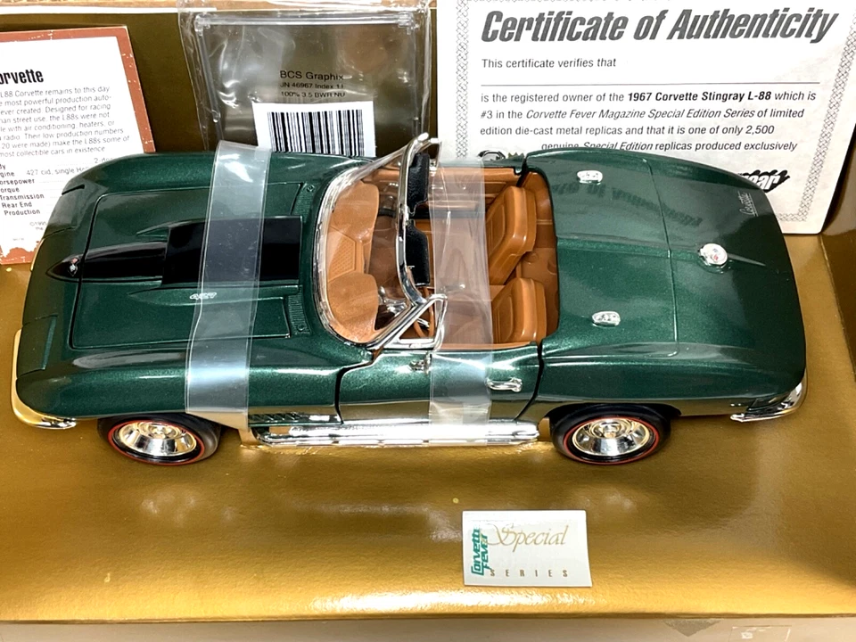 Ertl American Muscle 1967 CORVETTE FEVER SPECIAL EDITION #3 L-88 MOTOGEAR 1/2500 - Image 4 of 4
