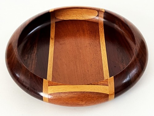MALACCA JOINED EXOTIC TROPICAL WOOD 12" DISPLAY SERVING BOWL HAWAII MALAYSIAN