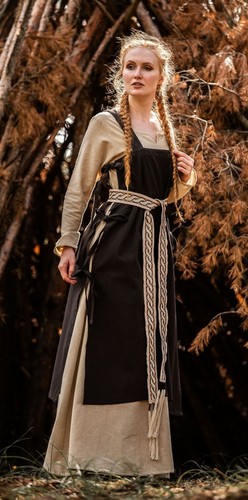 Mittelalter Überkleid Hildegard natur schwarz grün rot braun LARP Wikinger - Bild 6 von 24