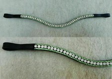 Brow band Crystal Horse Brow band - (Green + AB Opal White + Green) - 3 Row.