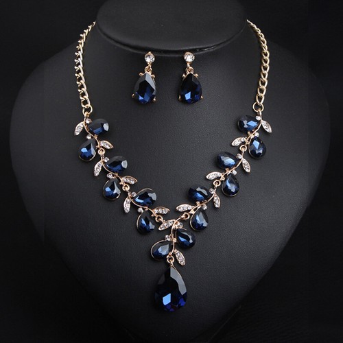 Crystal Jewelry Set Statement Necklace Earring Choker Bibs Women Bridal Wedding - Picture 125 of 174