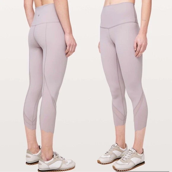 Lululemon Wunder Under Crop II *Roll Down Scallop Full-On Luxtreme 24 Pink