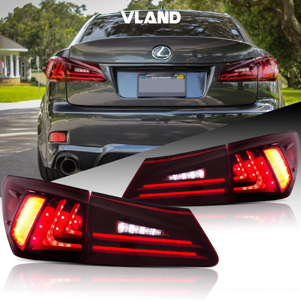 Vland Led Tail Lights for Lexus IS250 IS350 ISF 2006 2013 Red Lens