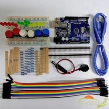 ATmega328P Starter Kit w/ LEDs Switches Resistors Cables Jumpers & Breadboard