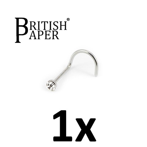 UK SILVER NOSE STUD STRAIGHT I L SCREW SHAPE SURGICAL STEEL PIN SET BAR PIERCING - Picture 46 of 57