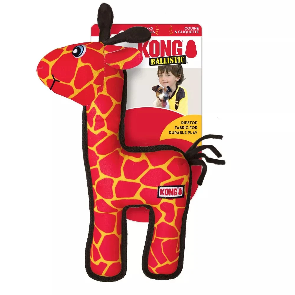 Kong Ballistic Red Giraffe Dog Toy With