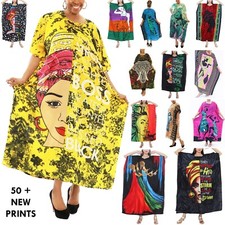Women Boho Kaftan Kimono Maxi Dress Beach Holiday Plus Size Loose Long Sundress