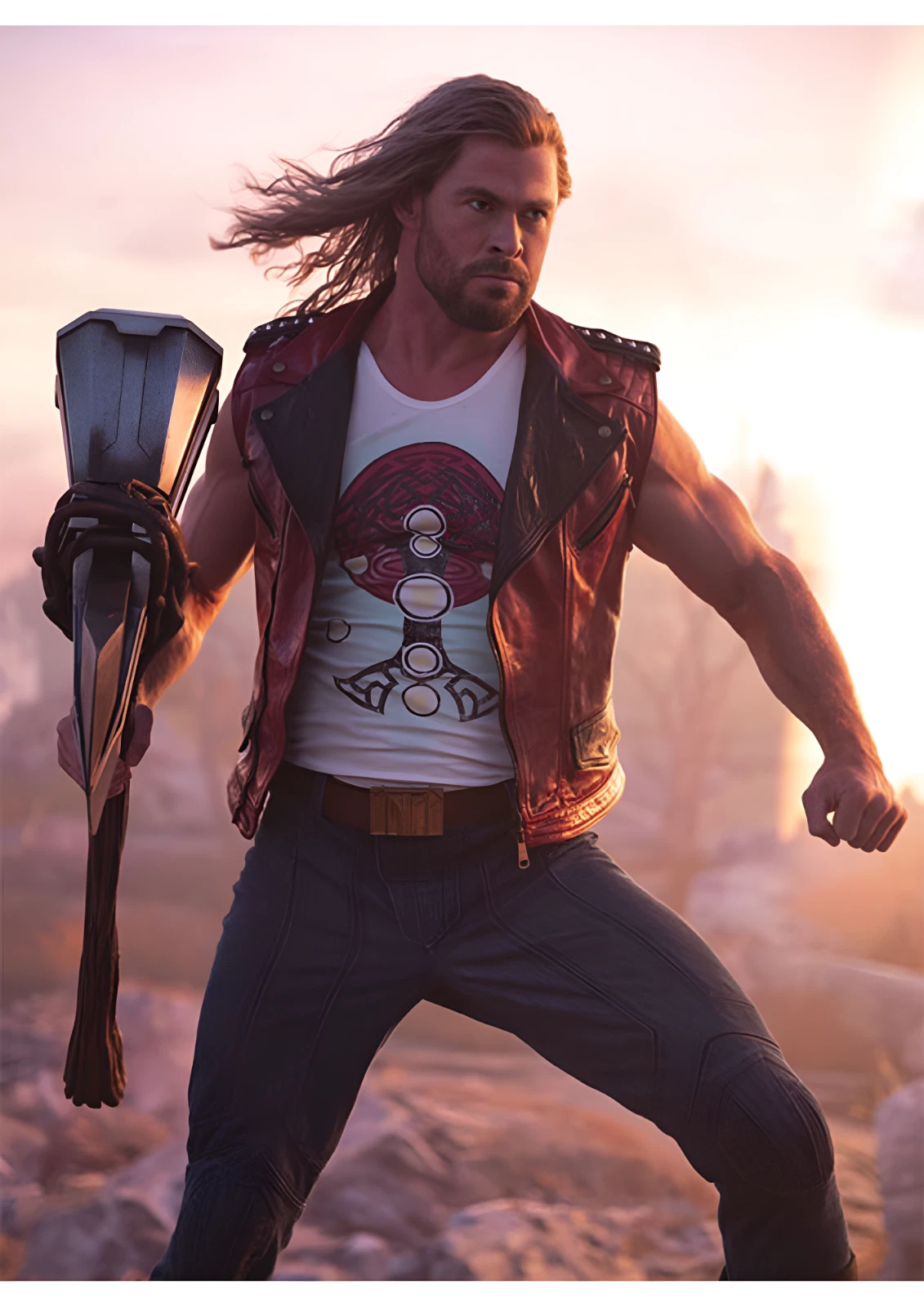 Chris Hems Worth Thor Love and Thunder Leather Vest | All Sizes | Free Shipping