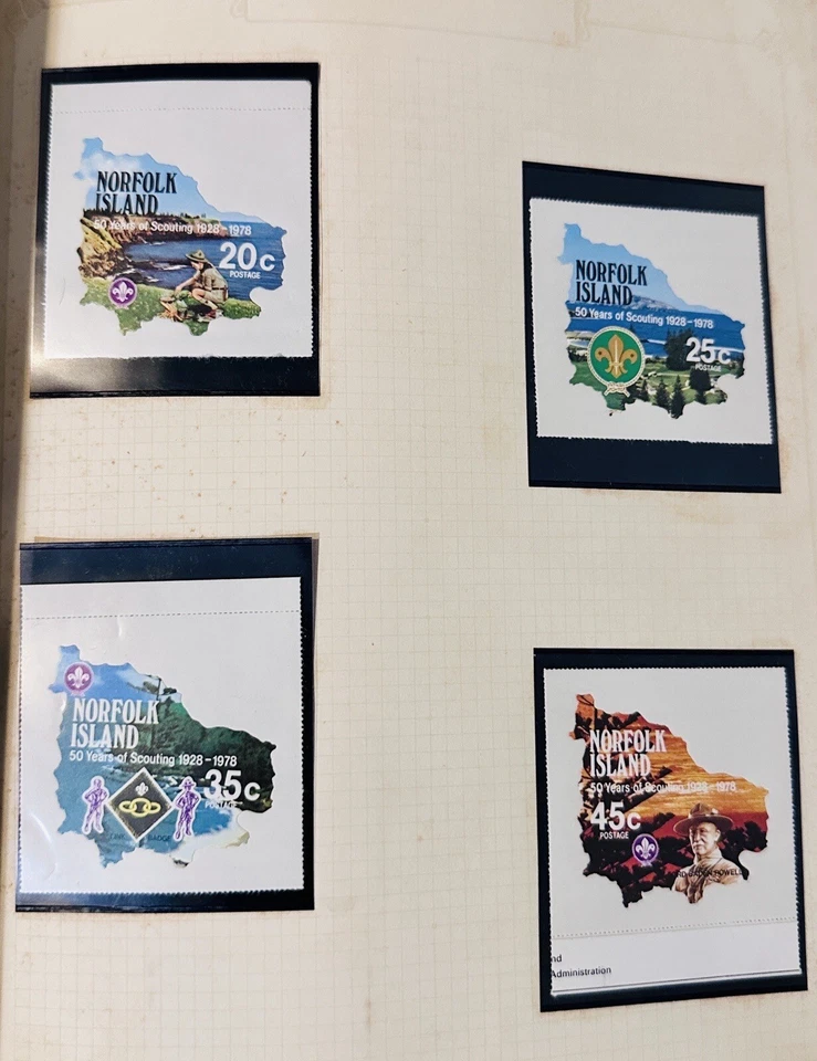 NORFOLK ISLAND 1978 Boy Scouts 50 aniversario MNH montado en 2 páginas Foto 2 de 2
