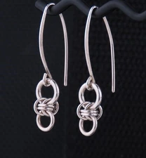 Minimalist Threader Style Sterling Silver Chainmaille Earrings