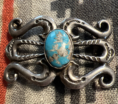 Vintage Navajo Turquoise Sandcast Belt Buckle 46g