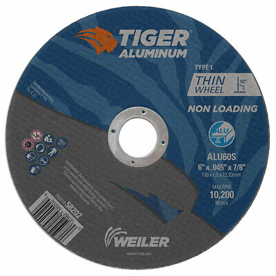 Weiler 58202 CW-6 X .045 X 7/8 ALU60S T1 Tiger Aluminum Cutting Wheels