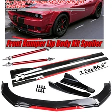 For Dodge Challenger SRT Front Bumper Lip Splitter Spoiler Side+Skirt Bod Kit