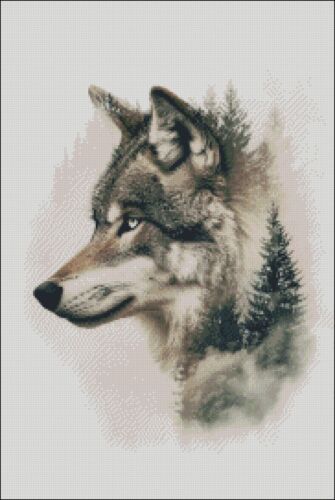 Abstract Wolf 2 - Counted Cross Stitch Patterns - Color & BW Symbols - Picture 2 of 2