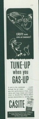 1956 Casite Engine Additive Vintage Print Ad Clean Engine Add Zip Hastings SP1