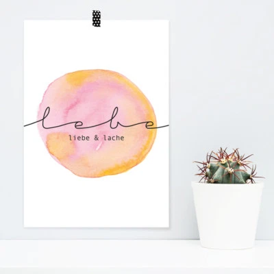 JUNIWORDS Poster "Lebe liebe & lache" Geschenk Geburtstag DIN A4 A3 A2 A1 - Bild 1 von 3