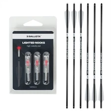 BALLISTA Piercer 22" 3-Vane Crossbow Bolts Pack of 6 w/ 3 Red Lighted Nocks