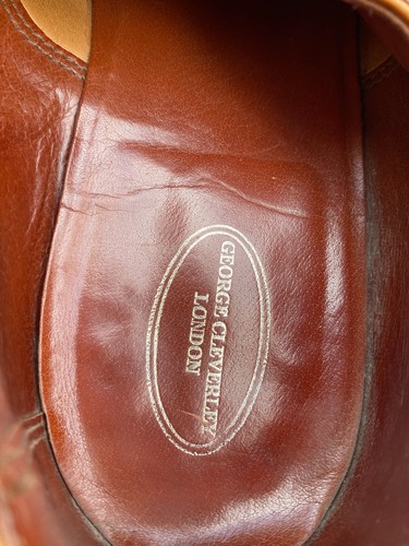 George Cleverley Tan Brown Leather Oxford Brogue Shoes Men's UK 9.5 E | US 10.5 - Picture 7 of 10