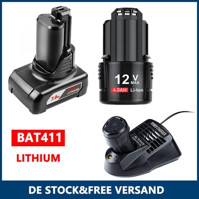 2x Für Bosch Professional GBA 12V Akku 7Ah /4Ah BAT411 Li-ion GSR GDR GSA BAT412