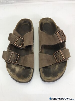 Birkenstock Womens Arizona Brown Sandals EUR 39 Used Unisex Suede Copper Buckle