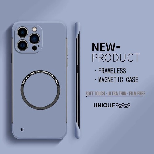 Frameless Magnetic Hard Case for iPhone 16 15 14 13 12 11 Pro Max Plus Cover - Photo 14 sur 24
