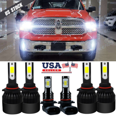 For Ram 1500 2013 2014 2015 w/Projector LED Bulbs Combo Headlights Fog Lights C9