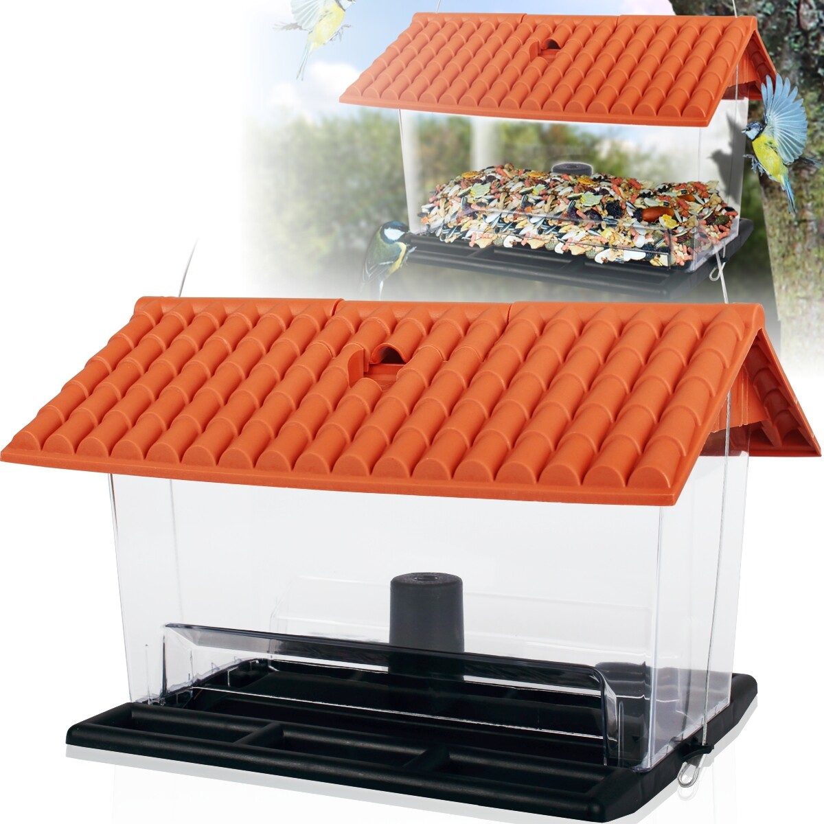 The Lakeside Collection Vogelfutterstation Rund & Transparent - Zum Aufhängen Mit Einfacher Nachfüllöffnung