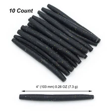 Lot 10 Sinking Stick Bait Senko Style Salt Impregnated Bass Worm Fishing Lure BK