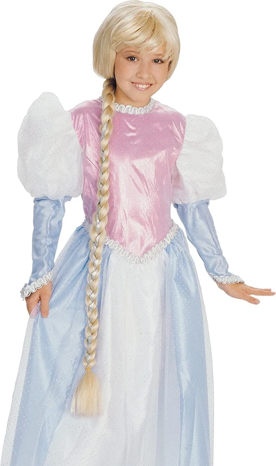 Fantasía Princesa Niño Peluca Torre Princesa Trenza Niña Rubia Rapunzel Escuela Cabello Foto 4 de 4