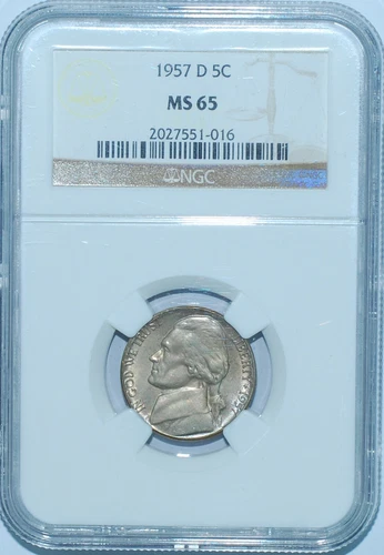 1957 D NGC MS65 5C Jefferson Nickel
