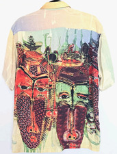 RARE VTG Jams World Limited Edition Button Up Hawaiian Shirt Mayan Mask S