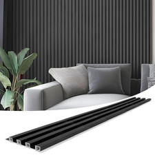Art3D 96 X 6 Inch WPC Wood Diffuser Slat Wall Panel, 8-Pack, Matte Black  Flute