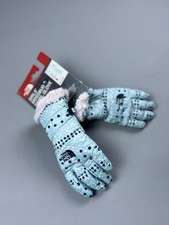 Girls North Face Mossbud Gloves Blue/Pink Fur Size Medium