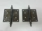 2 VICTORIAN CAST IRON STEEPLE-TIP BUTT HINGES ~ 4 x 4 1/2 Hinges