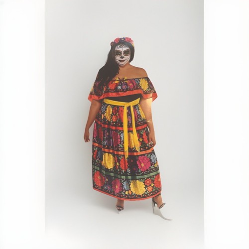 Disfraz de calavera de azúcar talla grande XXL 18/20 - Imagen 2 de 6