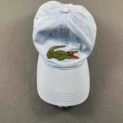 Lacoste Big Croc Logo Light Blue Cotton Baseball Hat Leather Strap RK4711 OS