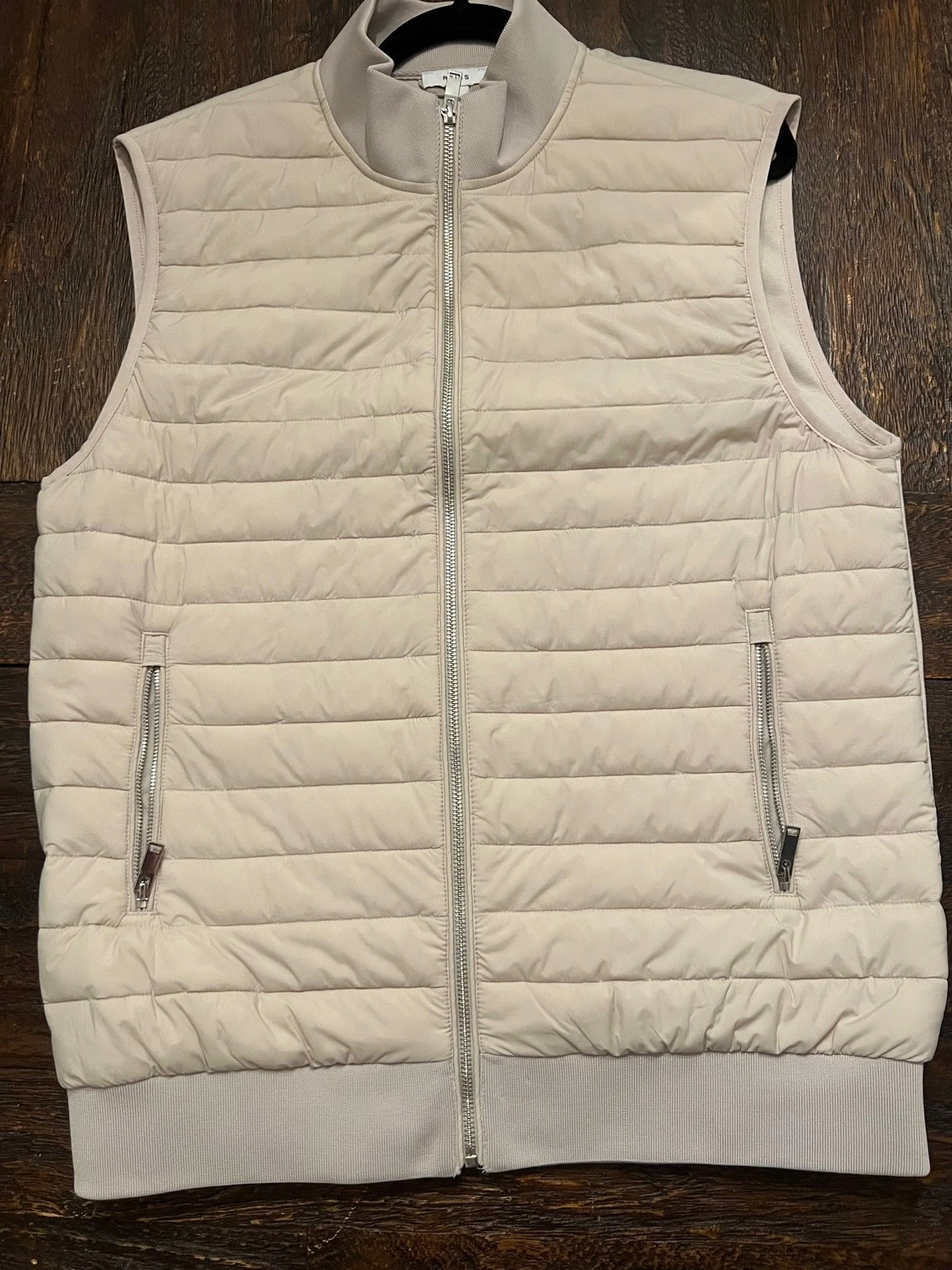 REISS Pluto Hybrid Quilted Gilet Vest Men's L Stone — Brand New, No Tags image 1