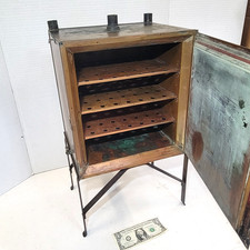 Gabinete esterilizador de cobre médico/científico Arthur H Thomas c1900 herramientas antiguas