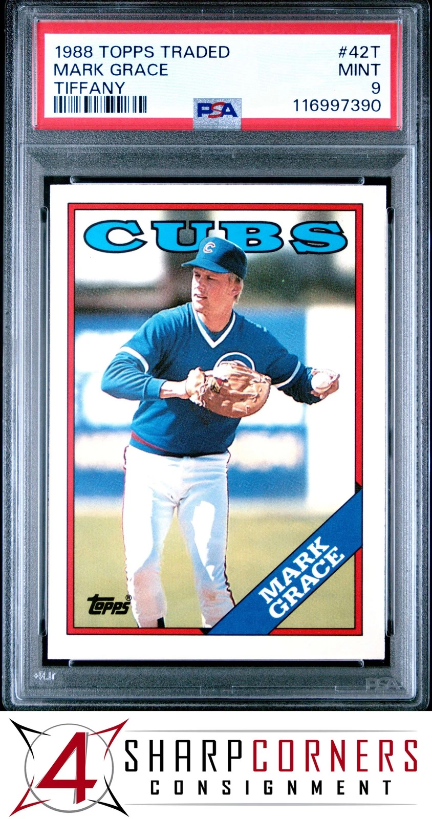 1988 TOPPS TRADED TIFFANY #42T MARK GRACE RC CUBS PSA 9